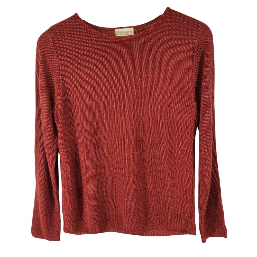 Coldwater‎ Creek Red Long Sleeve Knit Sweater M 100% Rayon Made In USA